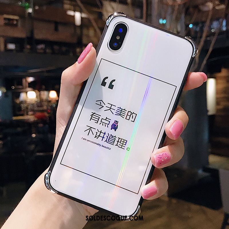 Coque iPhone Xs Max Personnalité Incassable Verre Net Rouge Blanc Soldes