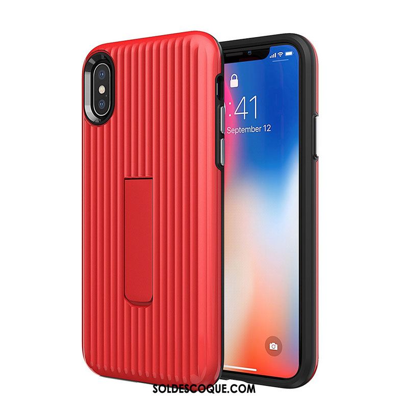 Coque iPhone Xs Max Support Tout Compris Rouge Incassable Couleur Unie Pas Cher