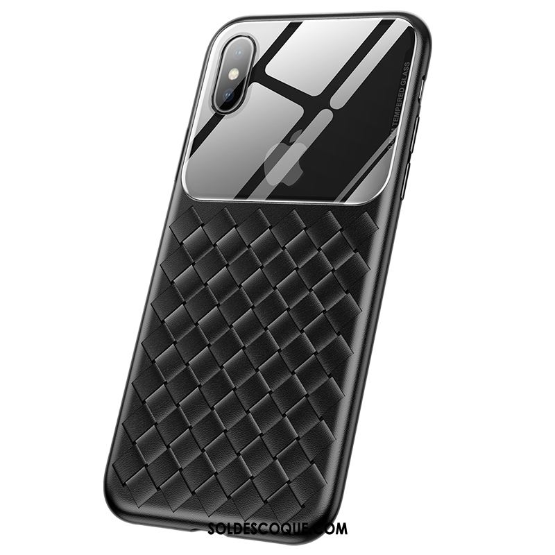 Coque iPhone Xs Max Tissage Étui Noir Net Rouge Nouveau Soldes