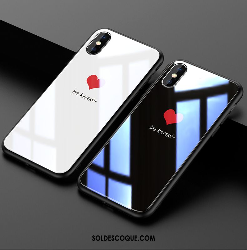 Coque iPhone Xs Max Verre Marque De Tendance Amour Amoureux Ornements Suspendus Pas Cher