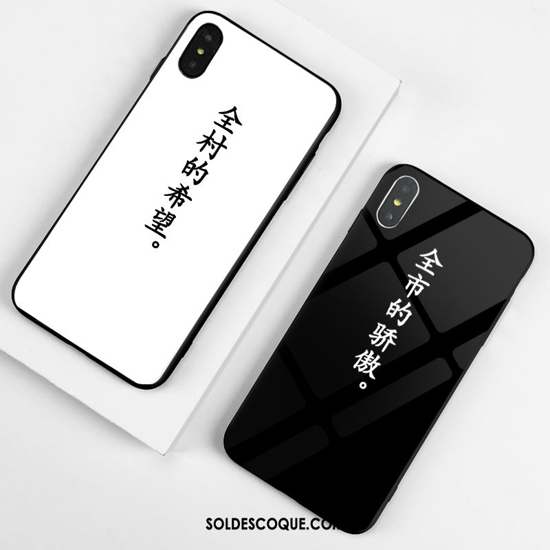 Coque iPhone Xs Max Verre Personnalité Téléphone Portable Noir Pas Cher