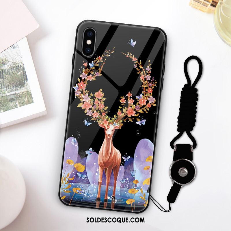 Coque iPhone Xs Nouveau Tendance Créatif Noir Tout Compris Housse Soldes