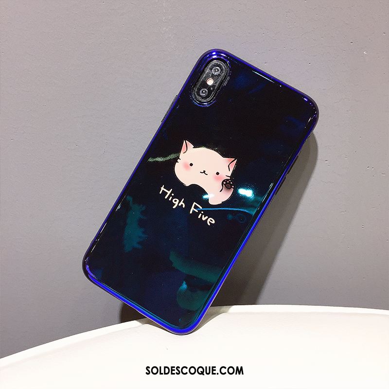 Coque iPhone Xs Personnalité Amoureux Fluide Doux Téléphone Portable Bleu Housse En Vente