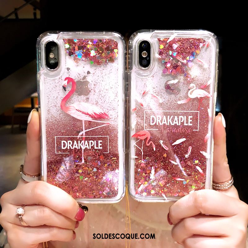 Coque iPhone Xs Silicone Fluide Doux Rose Étui Personnalité Housse En Vente