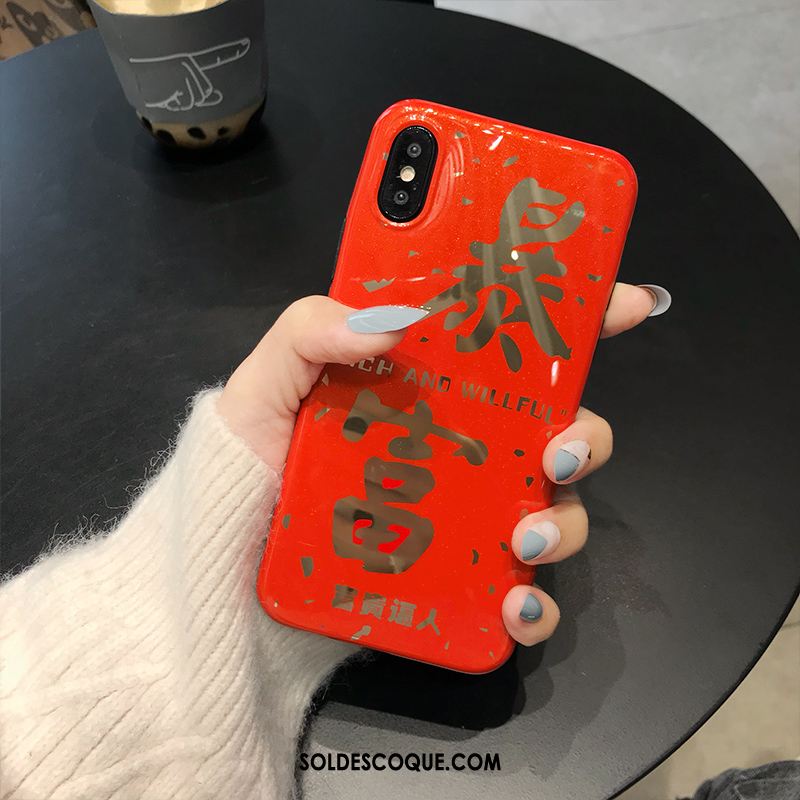 Coque iPhone Xs Tout Compris Personnalité Richesse Rouge Amoureux Soldes