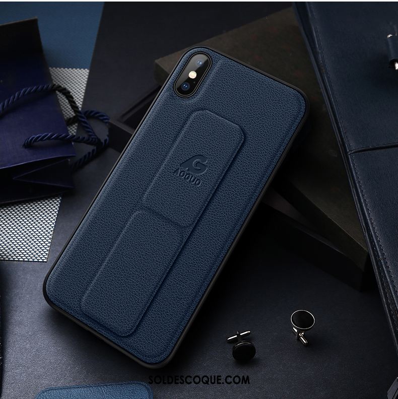 Coque iPhone Xs Très Mince Net Rouge Téléphone Portable Étui Bleu Housse Pas Cher