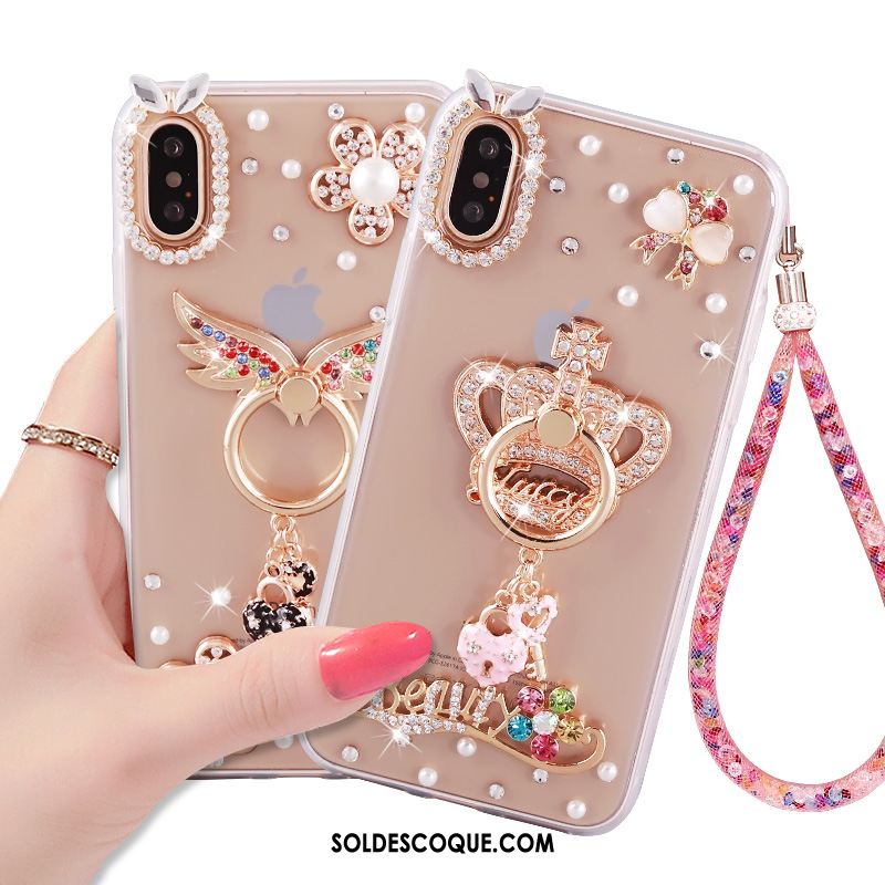 Coque iPhone Xs Téléphone Portable Silicone Personnalité Strass Fluide Doux En Vente