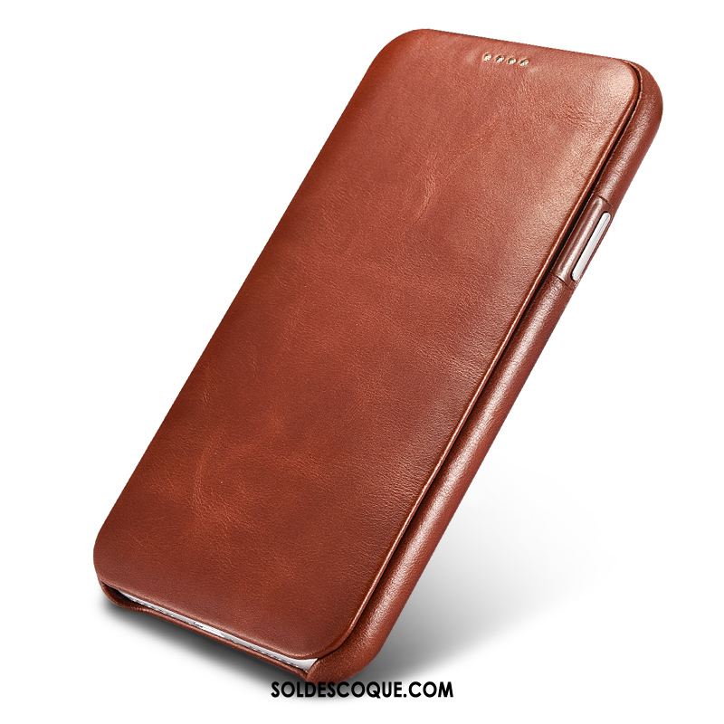 Coque iPhone Xs Étui En Cuir Cuir Véritable Qualité Téléphone Portable Incassable Pas Cher