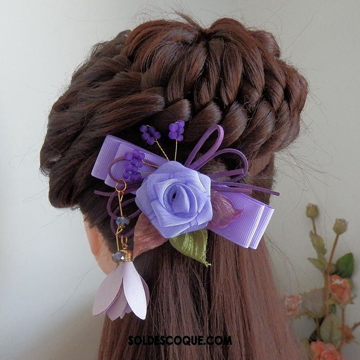 Fleur De Tête Femme Manuel Fleur Couvre-chefs Ornements De Cheveux Violet Soldes