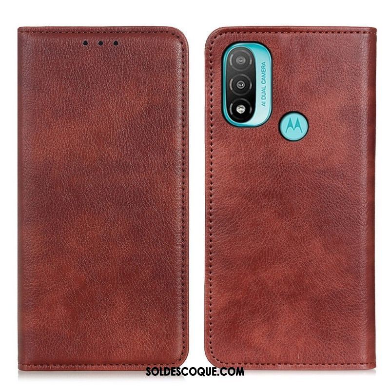 Flip Cover Moto E40 / E30 / E20 Cuir Fendu Texturé