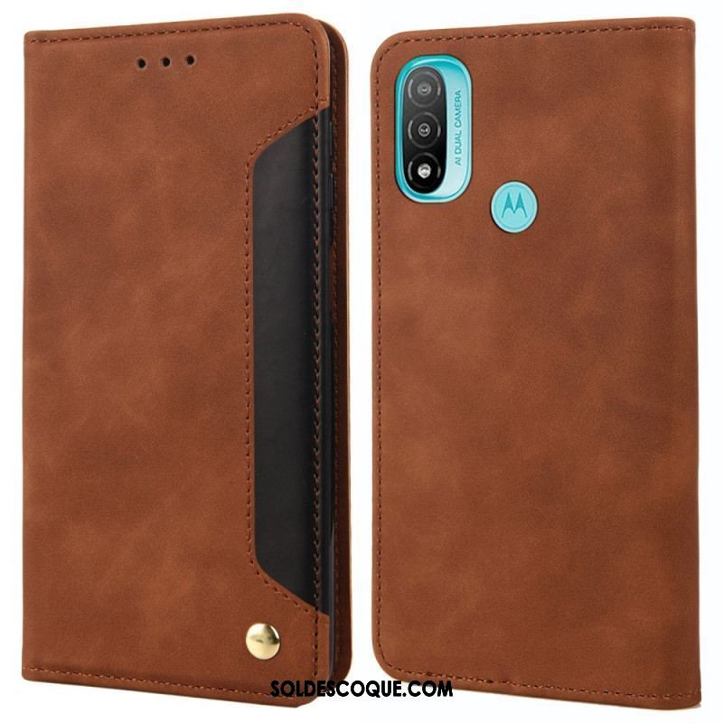 Flip Cover Moto E40 / E30 / E20 Effet Cuir Business Bicolore