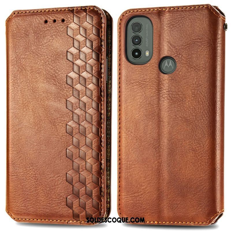 Flip Cover Moto E40 / E30 / E20 Effet Cuir Texture Diamant