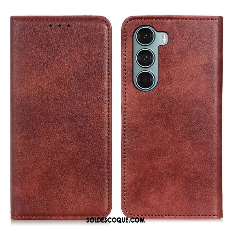 Flip Cover Moto G200 5G Cuir Litchi Fendu Texture