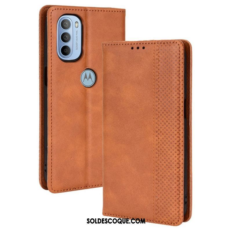 Flip Cover Moto G41 / G31 Effet Cuir Vintage Stylisé