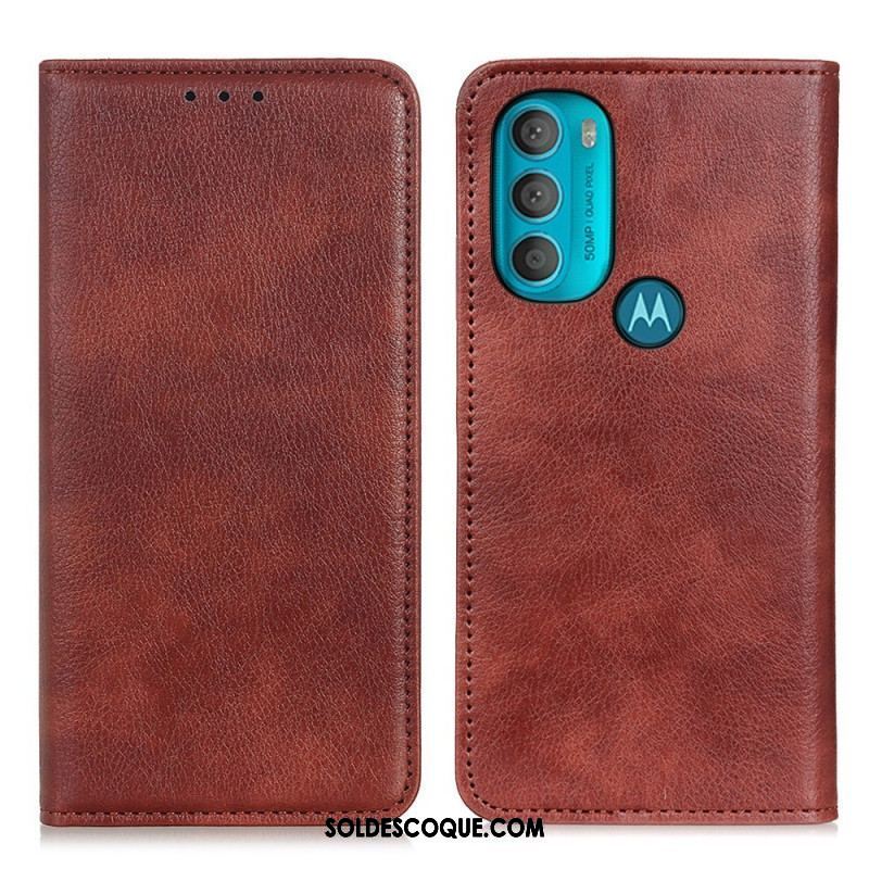 Flip Cover Moto G71 5G Cuir Fendu Texturé