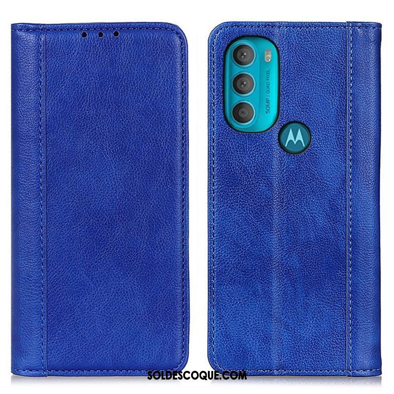 Flip Cover Moto G71 5G Cuir Litchi Fendu Élégance