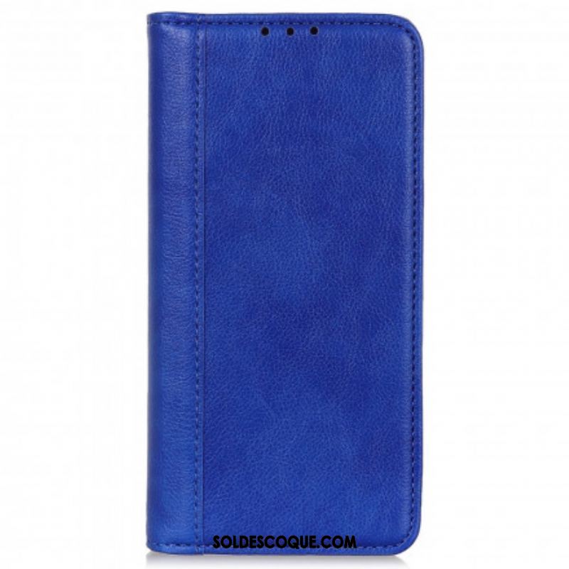 Flip Cover Motorola Edge 20 Lite Version Cuir Litchi Fendu