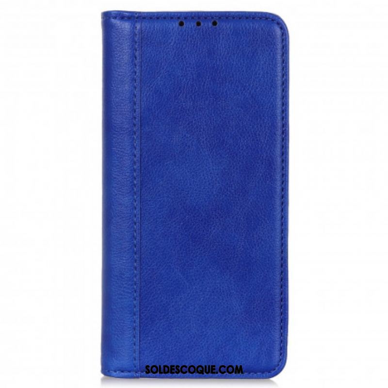 Flip Cover Motorola Edge 20 Pro Version Cuir Litchi Fendu