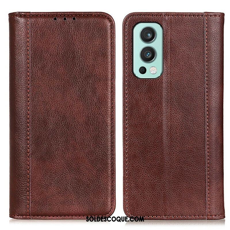 Flip Cover OnePlus Nord 2 5G Version Cuir Litchi Fendu