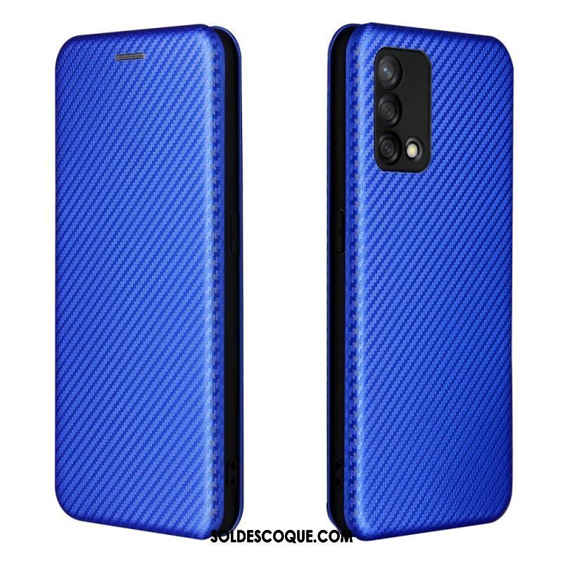 Flip Cover Oppo A74 4G Fibre Carbone