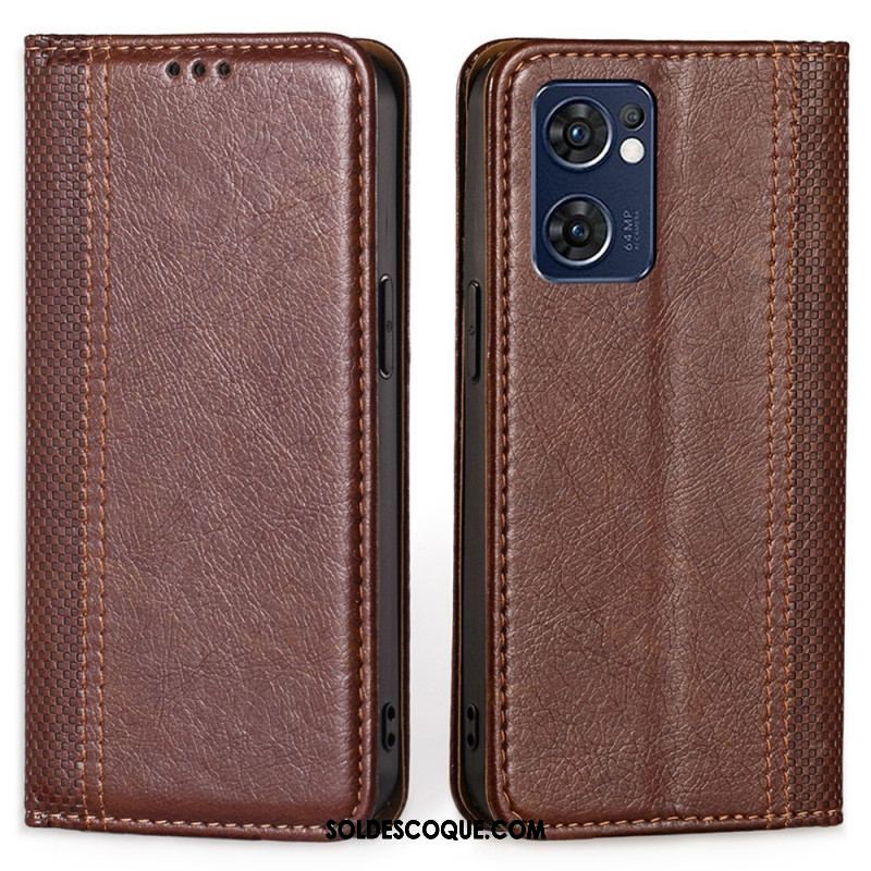 Flip Cover Oppo Find X5 Lite Cuir Litchi Fendu Coutures