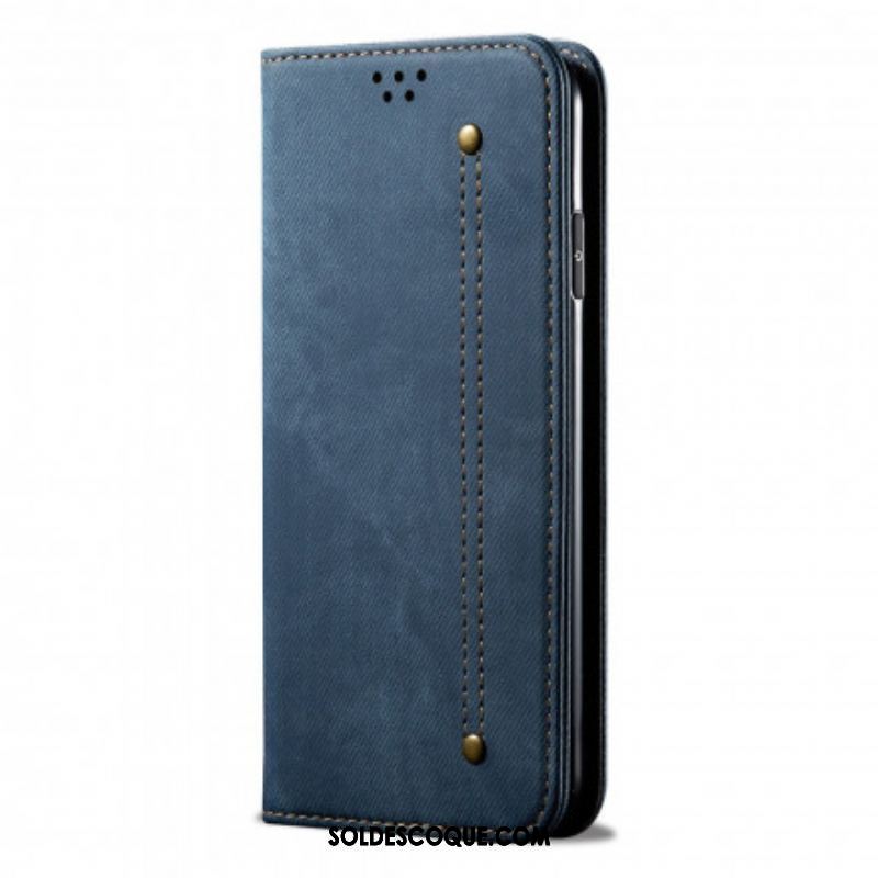 Flip Cover Oppo Reno 6 5G Tissu Jeans