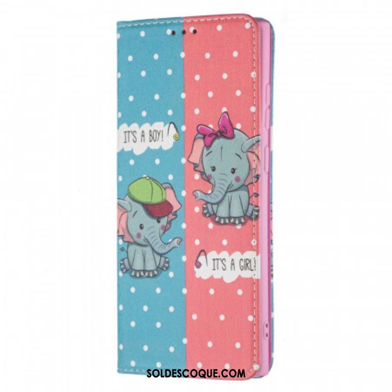 Flip Cover Samsung Galaxy S22 Ultra 5G Bébés Éléphants