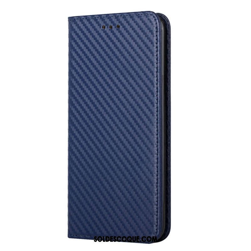 Flip Cover Xiaomi Redmi Note 10 Pro Fibre Carbone à Lanière