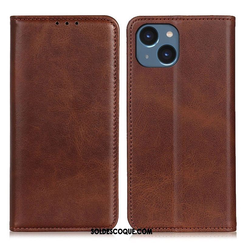 Flip Cover iPhone 14 Plus Cuir Fendu Mat