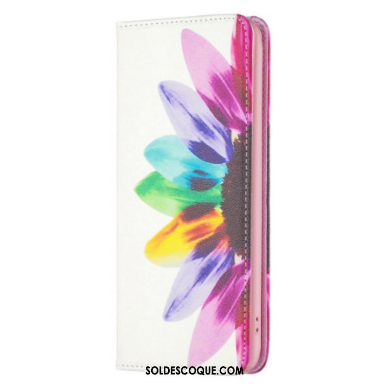 Flip Cover iPhone 14 Pro Fleur Aquarelle