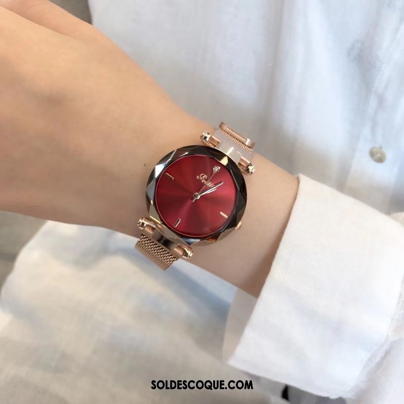 Gant Femme Mode Tendance Rouge Montre À Bracelet Étanche France