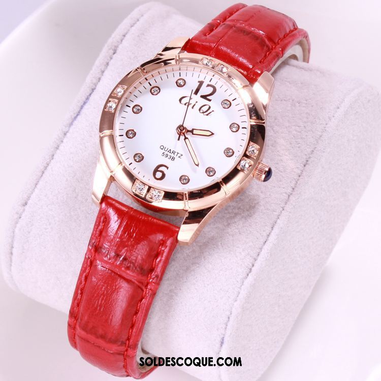 Gant Femme Montre À Bracelet Rouge Frais Mode Ceinture En Ligne