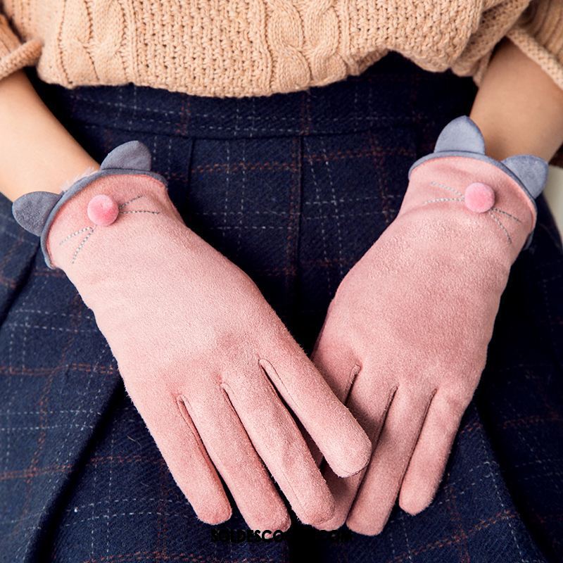 Gant Femme Étudiant Plus Épais Cinq Doigts Garder Au Chaud Cyclisme Soldes