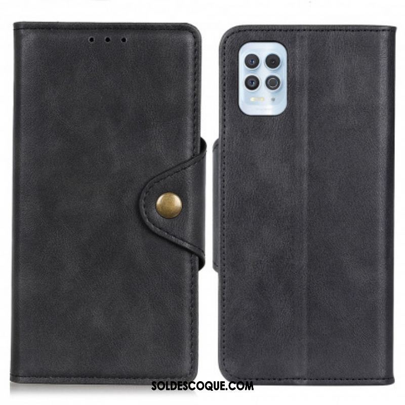 Housse Moto G100 Simili Cuir Bouton