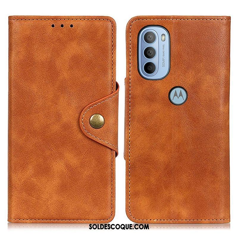 Housse Moto G41 / G31 Simili Cuir Vintage et Bouton