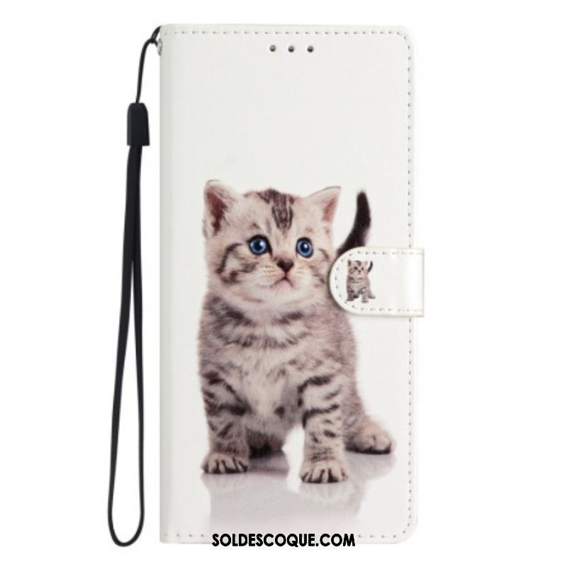 Housse Moto G73 5G Petit Chaton à Lanière