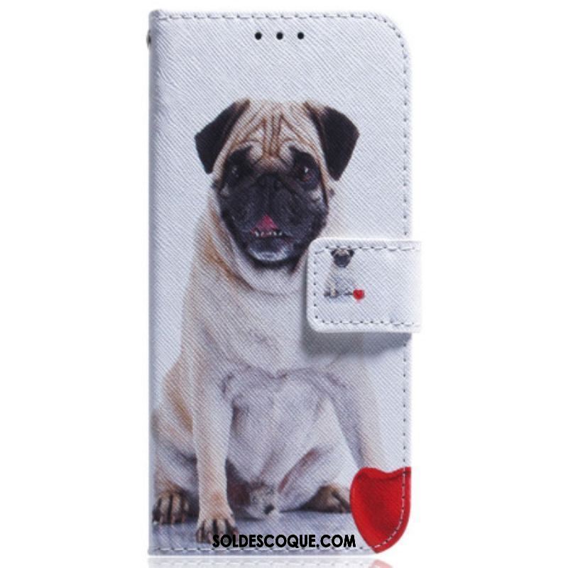 Housse Moto G73 5G Pug Dog à Lanière