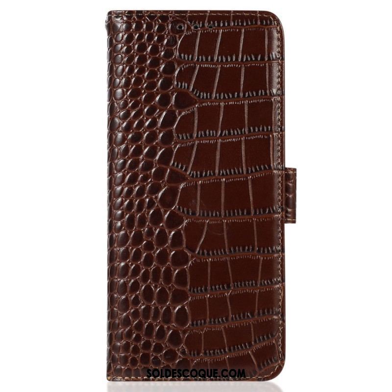 Housse Moto G73 5G Style Crocodile RFID