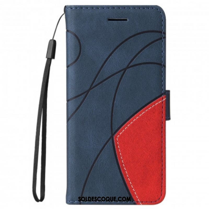 Housse Motorola Edge 20 Lite Simili Cuir Bicolore Signature