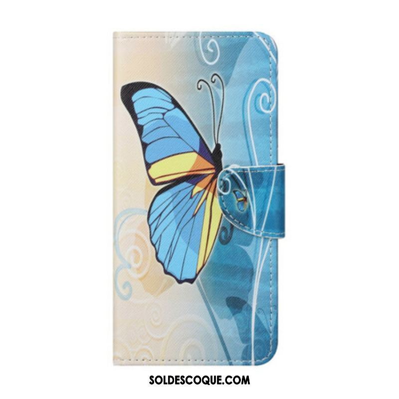 Housse OnePlus Nord 2 5G Papillon Bleu et Jaune