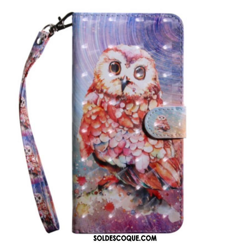 Housse Oppo A54 5G / A74 5G Hibou avec Lanière