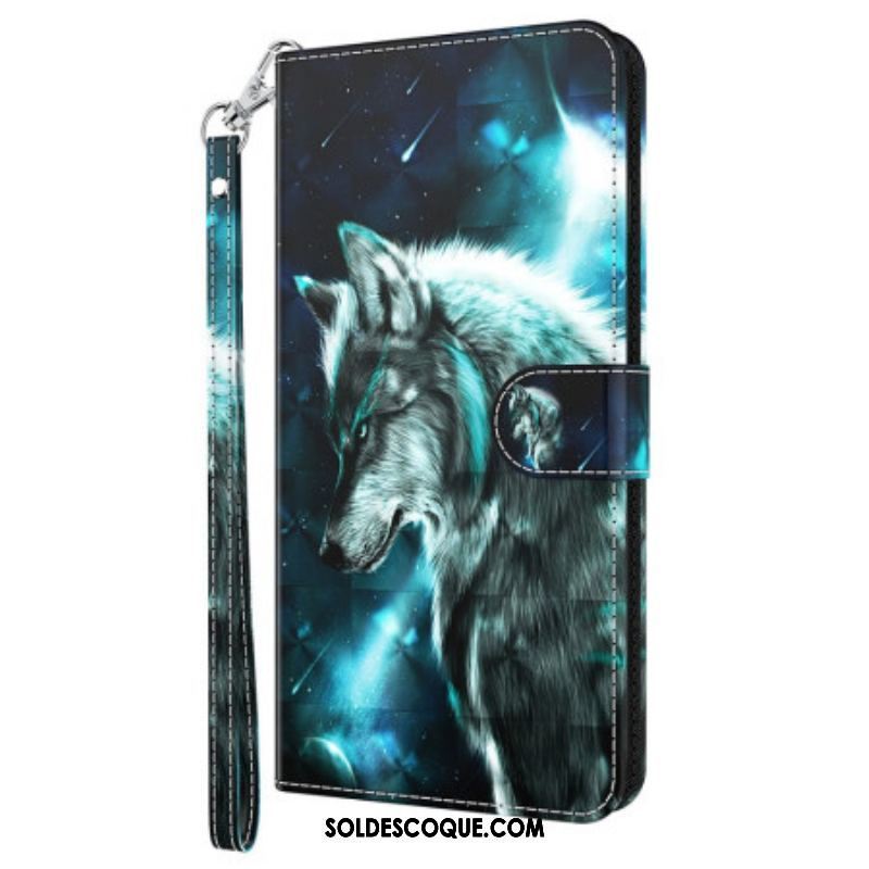 Housse Oppo A54 5G / A74 5G Loup à Lanière