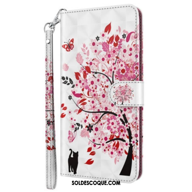 Housse Oppo A94 5G Arbre Rose avec Lanière