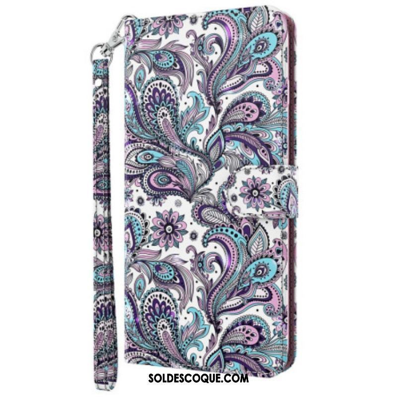 Housse Oppo A94 5G Fleurs Motifs avec Lanière