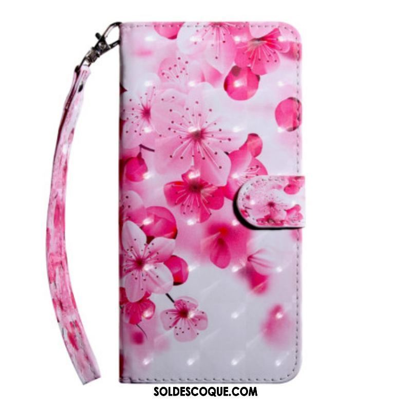 Housse Oppo A94 5G Fleurs Roses avec Lanière