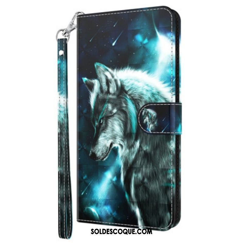 Housse Oppo A94 5G Loup avec Lanière