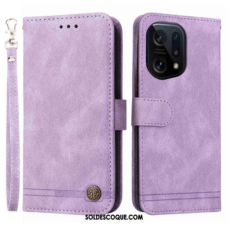 Housse Oppo Find X5 Style Cuir avec Rivet Décoratif