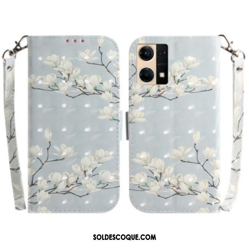 Housse Oppo Reno 7 Branche de Fleurs Blanches