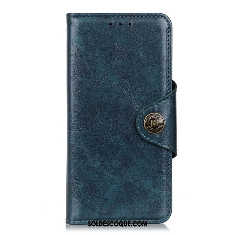 Housse Oppo Reno 7 Simili Cuir Bouton Verni KHAZNEH