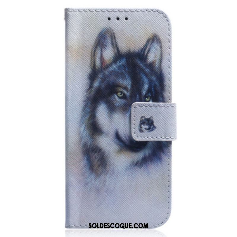 Housse Oppo Reno 8 Chien Aquarelle avec lanière